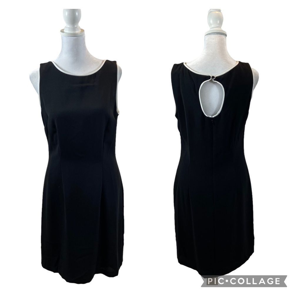 Vintage CDC Brand Black Dress with White Trim Detail‎ Size 8